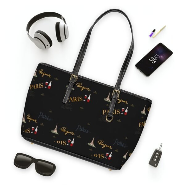 Paris Black Leather Shoulder Bag - Image 5