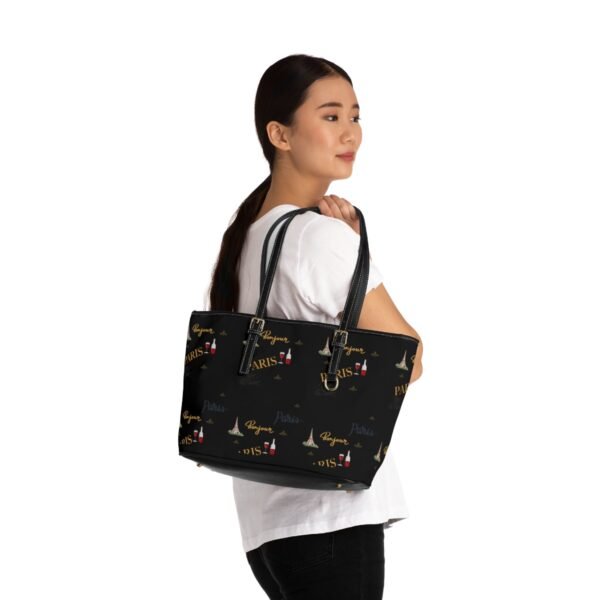 Paris Black Leather Shoulder Bag - Image 8