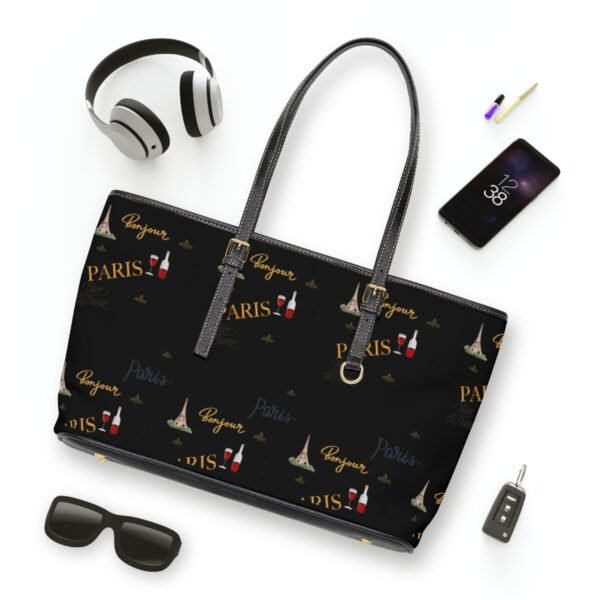 Paris Black Leather Shoulder Bag - Image 3