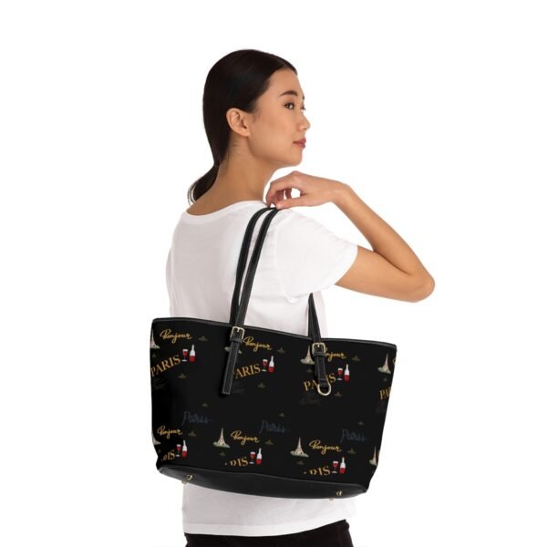 Paris Black Leather Shoulder Bag - Image 4