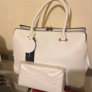 White Handbag and Matching Wallet