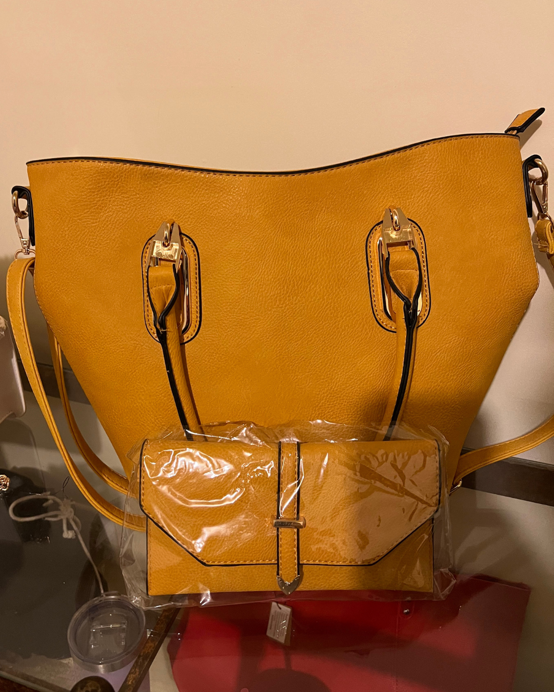 Gold Handbag and Matching Wallet
